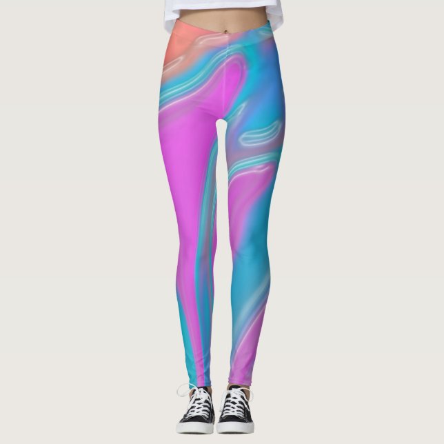 pink blue liquify texture pattern leggings (Front)