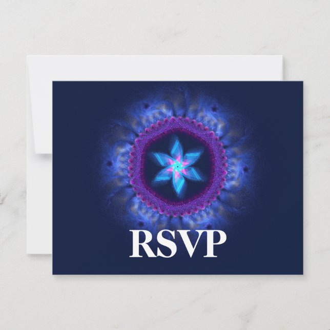 Pink-Blue Magen Wedding RSVP Card (Front)