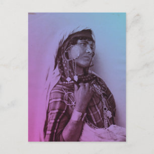 Pink Blue Maghreb Tunisian Traditional Girl Woman Postcard