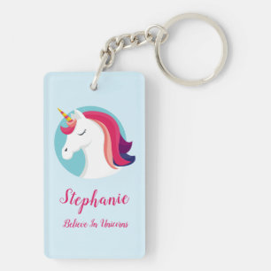 Pink & Blue Magical Unicorn – Personalised Key Ring