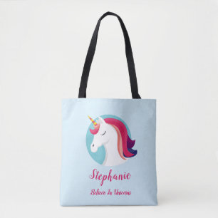 Pink & Blue Magical Unicorn – Personalised Tote Bag