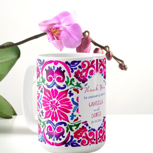 Pink blue Majolica Spanish Mexican tile favour gif Coffee Mug