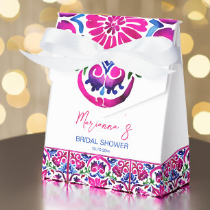Pink blue Mexican tiles bridal shower Favour Box