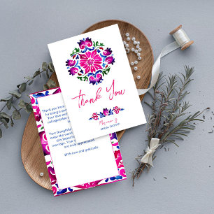 Pink blue Mexican tiles bridal shower thank you Card