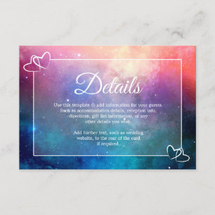 Pink & Blue Nebula Wedding Details Card