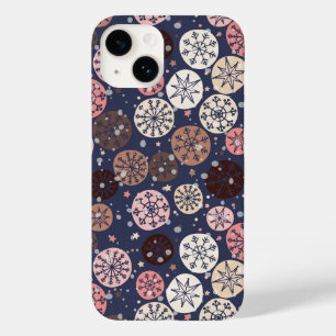 Pink blue neutrals snowflakes winter Case-Mate iPhone 14 case