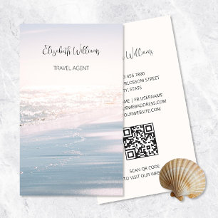 Pink Blue Ocean Light   QR  Code Business Card