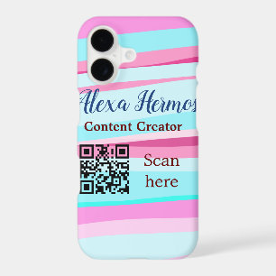 Pink blue ombre add name profession q r code title