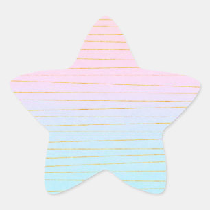  Pink Blue Ombre with Gold Lines Star Sticker