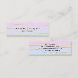 Pink Blue Ombre with Thin Gold Lines Mini Business Card