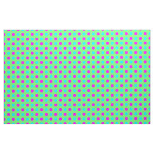 Pink&Blue on Green Polka Dots Pattern Fabric