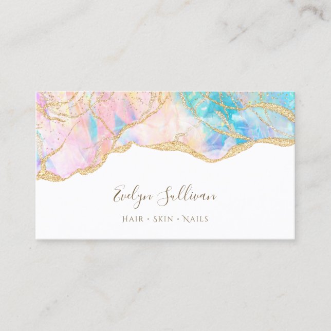 pink blue opal design business card (Front)