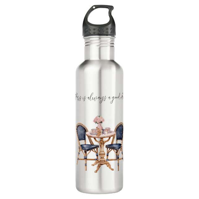 Pink Blue Paris Table Baguettes 710 Ml Water Bottle (Front)