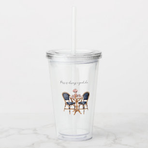 Pink Blue Paris Table Baguettes Acrylic Tumbler