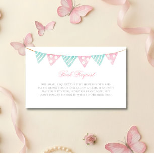 Pink & Blue Party Banner Baby Shower Book Request Enclosure Card