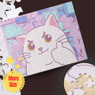 Pink & Blue Pastel Cat Jigsaw Puzzle 🧩   Gift 