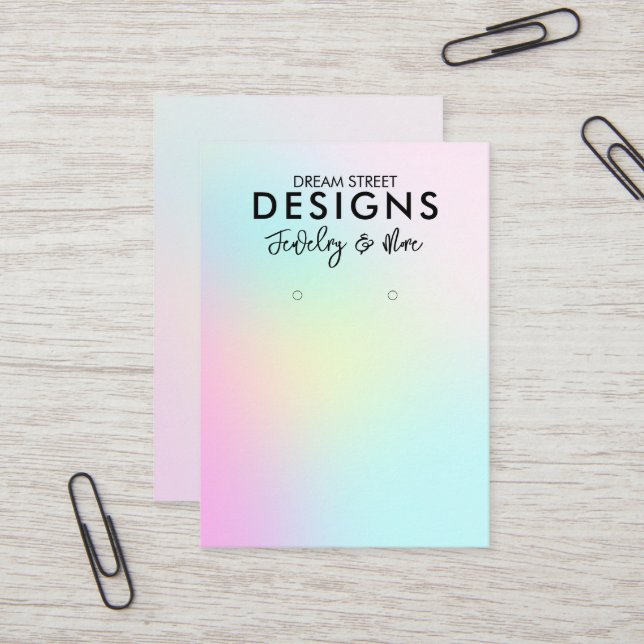 Pink Blue Pastel Earring Display Card (Front/Back In Situ)