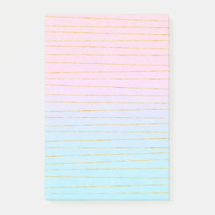 Pink Blue Pastel Gradient with Gold Lines Post-it Notes