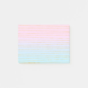 Pink Blue Pastel Gradient with Gold Lines Post-it Notes