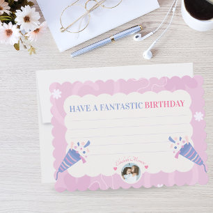 Pink & Blue Pastel Photo for Kids Greeting  Card