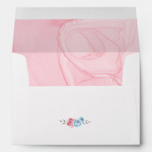 Pink Blue Peonies Return Address Envelope