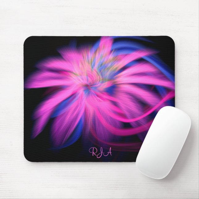 Pink Blue Personalised Artisan Fractal Design Mouse Pad (With Mouse)