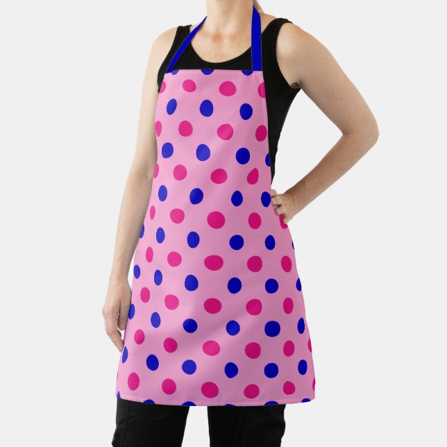 Pink Blue Pink Polka Dot Pattern Apron (Insitu)