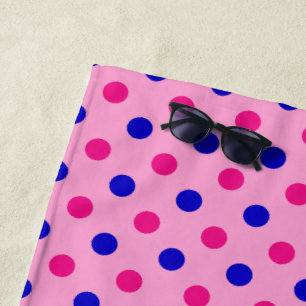 Pink Blue Pink Polka Dot Pattern Beach Towel