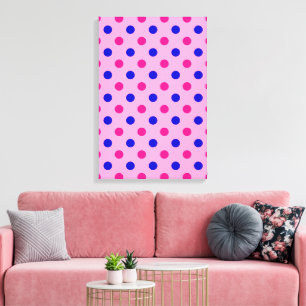 Pink Blue Pink Polka Dot Pattern Canvas Print