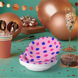 Pink Blue Pink Polka Dot Pattern Paper Plate