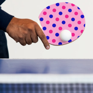 Pink Blue Pink Polka Dot Pattern Ping Pong Paddle