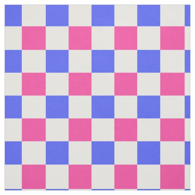 Pink Blue Plaid Check Pattern Design Fabric (Swatch)
