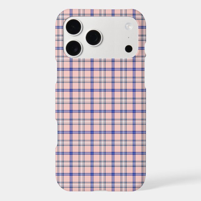 Pink Blue Plaid Classic Pattern Retro iPhone Case (Back)
