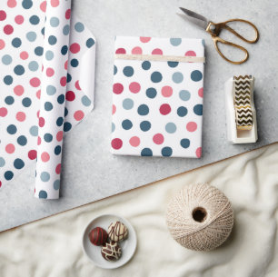Pink Blue Polka Dots Wrapping Paper