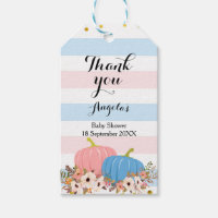 Pink & Blue Pumpkin Thank You Tag. Gift Tags