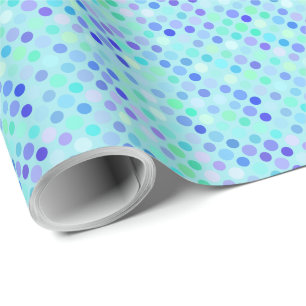 pink, blue, purple and green polka-dots wrapping paper