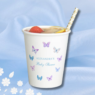 Pink Blue Purple Butterfly Baby Shower Paper Cups