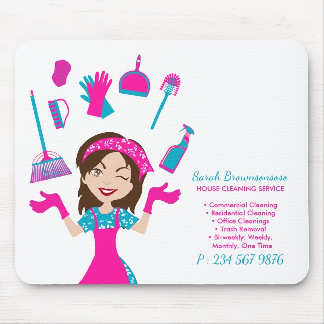 Pink Blue Purple Cartoon House Mouse Pad (Front)