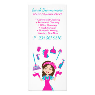 Pink Blue Purple Girl House Cleaning Service Rack Card