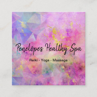 Pink Blue Purple Gold Abstract Square Business Card