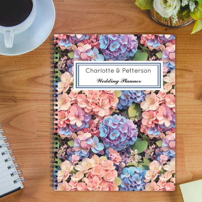 Pink, blue & purple hydrangeas Wedding Planner Notebook (Creator Uploaded)