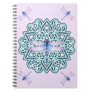 Pink Blue Purple Mandala Dragonfly Notebook