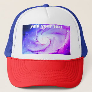 Pink blue purple Nebula galaxy add your text name Trucker Hat