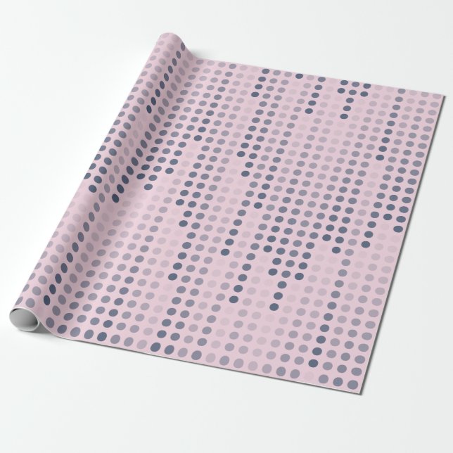 Pink Blue Purple Polka Dots Matrix patterned Wrapping Paper (Unrolled)