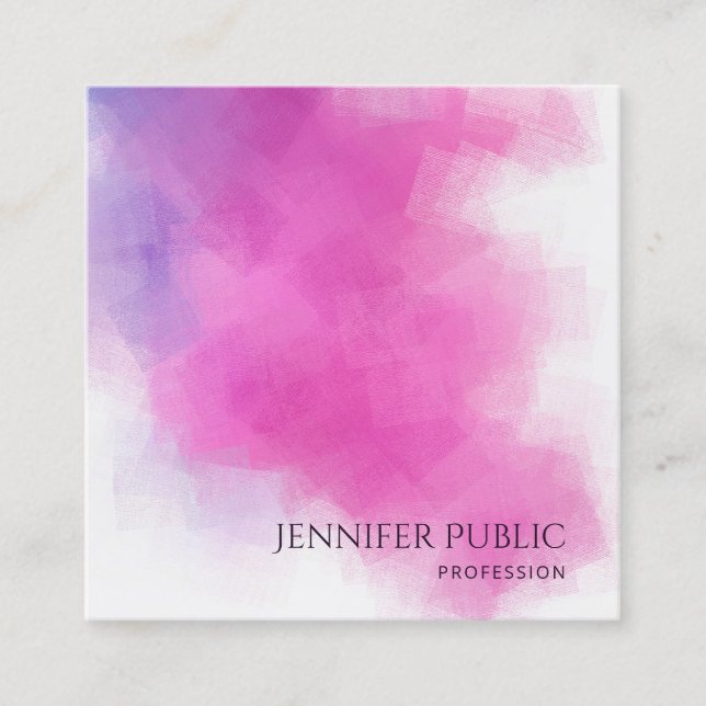 Pink Blue Purple Professional Modern Template Square Business Card (Front)