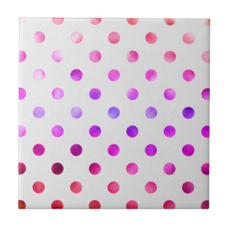 Pink Blue Purple Rainbow Metallic Faux Foil Polka Tile