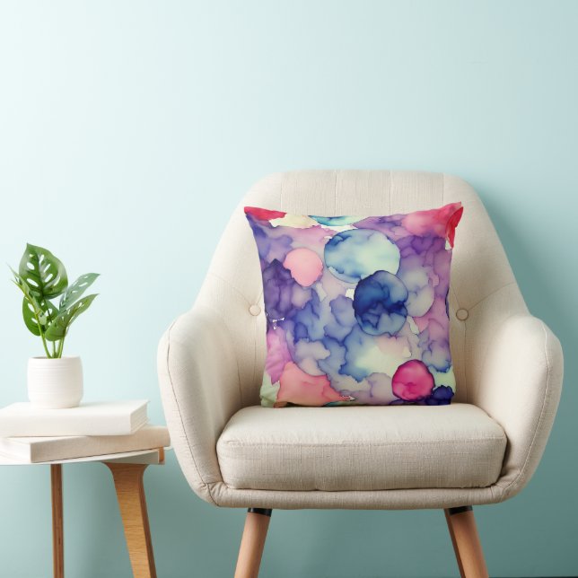 Pink Blue Purple Watercolor paint Fusion  Cushion (Chair)