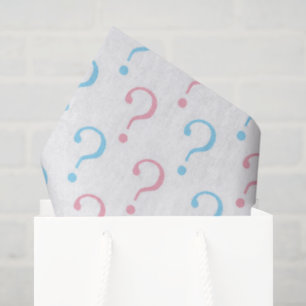 Pink blue question mark gender reveal tissue paper