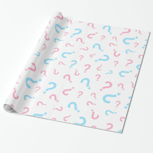 Pink & Blue Question Mark Gender Reveal Wrapping Paper