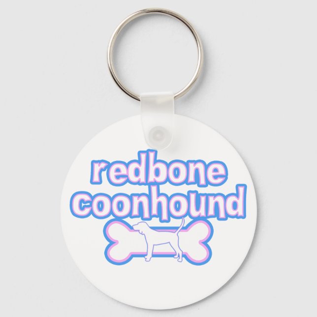 Pink & Blue Redbone Coonhound Keychain (Front)